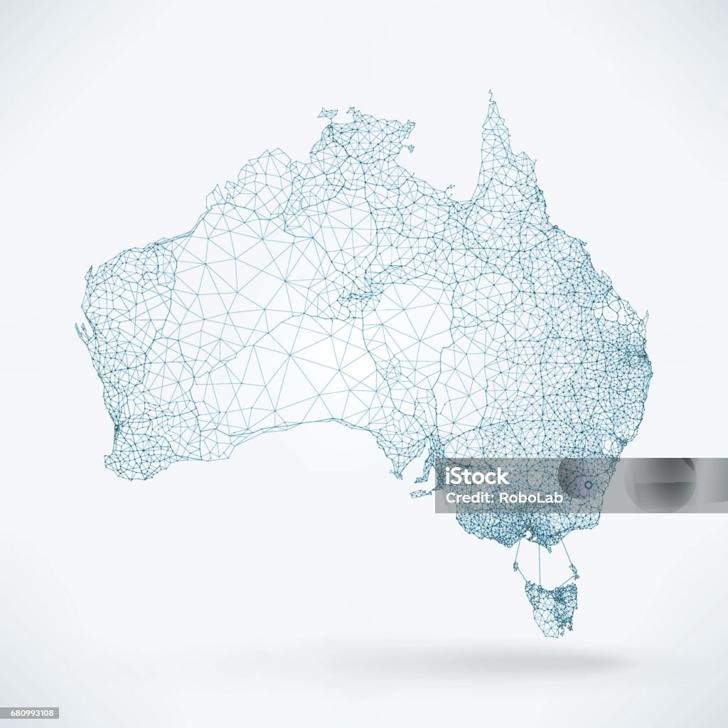 Resumo mapa de rede de telecomunicação - Austrália - Vetor de Austrália royalty-free