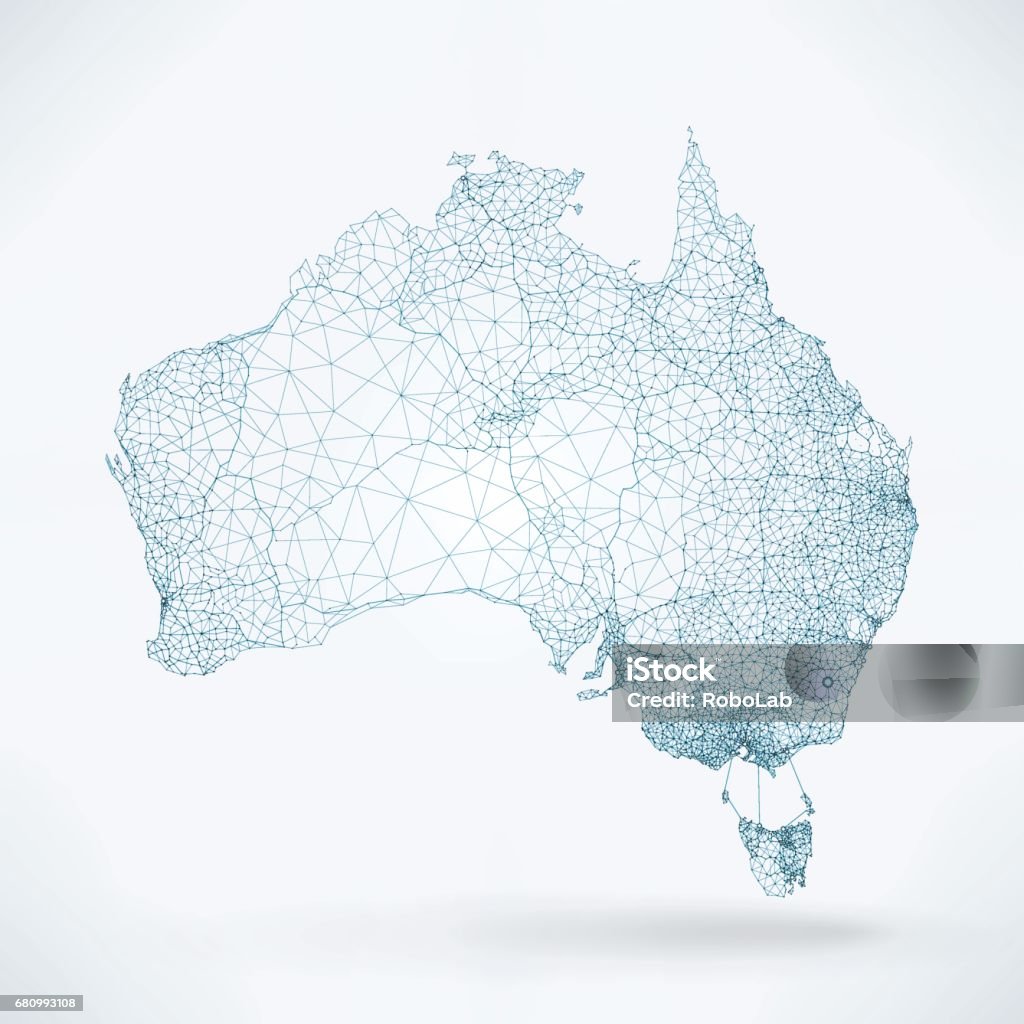 Abstract Telecommunication Network Map - Australia Detailed EPS10 vector design - organized layers Australia stock vector