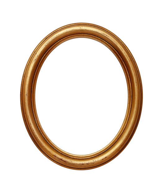 istock Vintage golden oval round picture frame 680999878