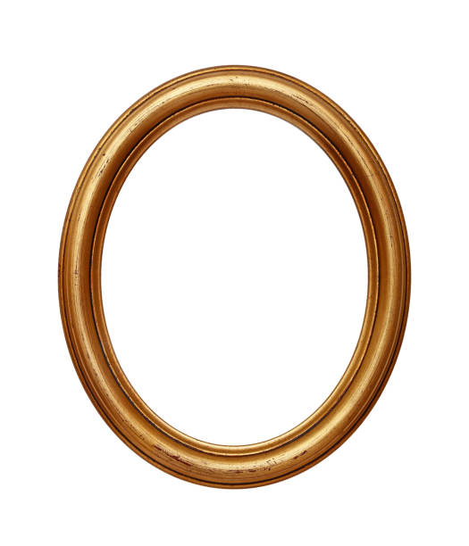 vintage golden oval round picture frame - frame ellipse gold paintings imagens e fotografias de stock