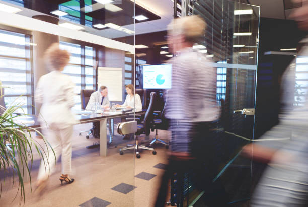Crowded conference room on the busy day