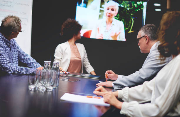 istock Top view of video conference 681011092