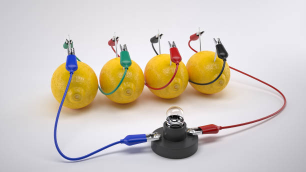 istock Electricity From Lemon battery on white background. 681013472