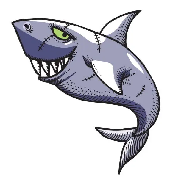 Vector illustration of Cartoon image of shark