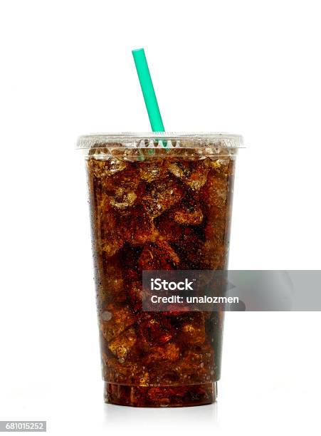 Cola With Ice And Straw In Takeaway Cup Stock Photo - Download Image Now - Soda, Cup, Cola