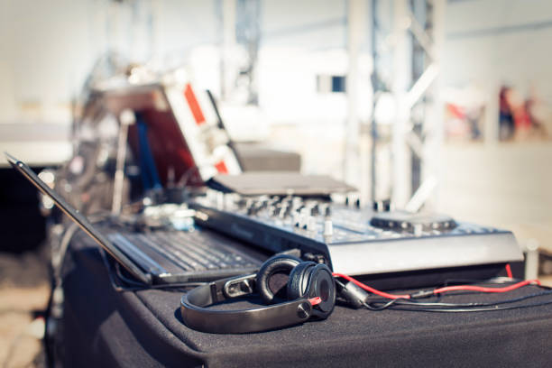 istock Headphone on dj mix console and music mixer 681022464