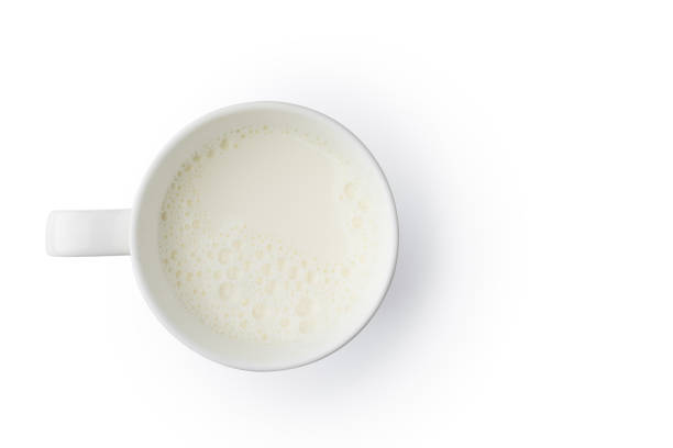 istock Cup with milk bubble foam top view  on white background 681038548