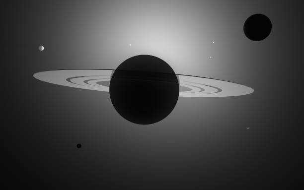istock 3D Rendering ofPlanet with rings and its moons in infinite space 681039736