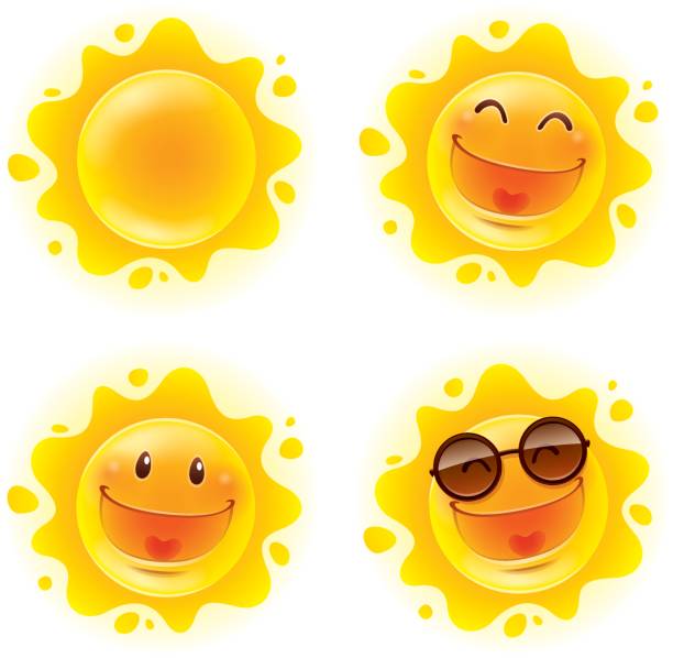 Collection of summer sun A variety of sun character for summer design summer collection stock illustrations