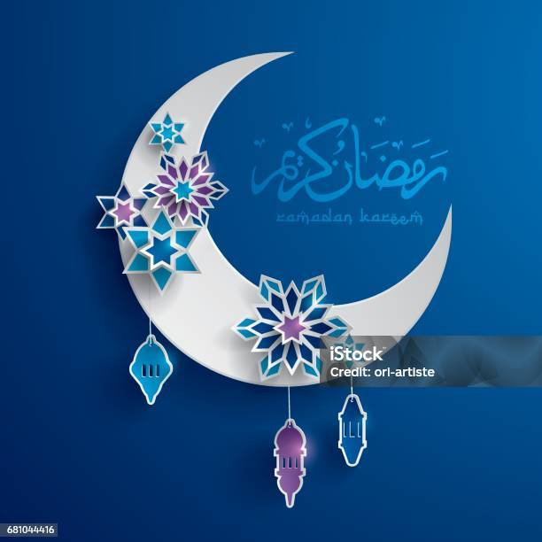 Paper Graphic Of Islamic Crescent Moon Islamic Decoration Stock Illustration - Download Image Now