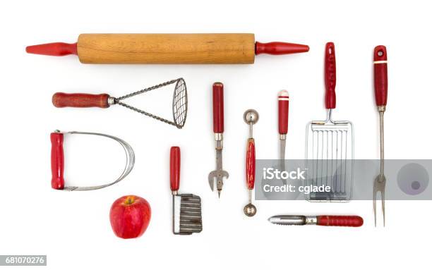 Kitchen Untensil Collection Stock Photo - Download Image Now - Antique, Can Opener, Collection