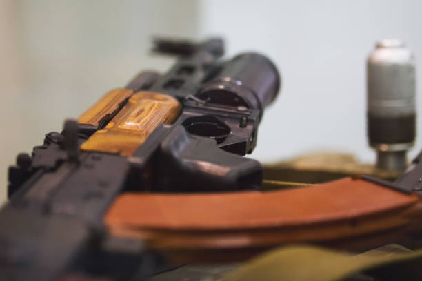 istock Soviet Russian weapon - rifle with under barrel grenade launcher 681078404