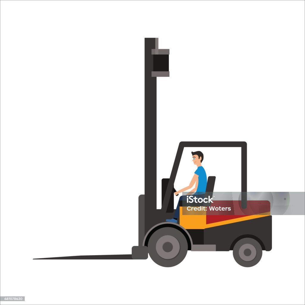 Warehouse illustration of loader truck Box - Container stock vector