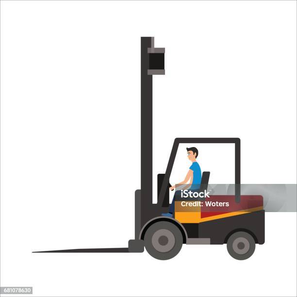 Warehouse Illustration Of Loader Truck Stock Illustration - Download Image Now - Box - Container, Business, Business Finance and Industry