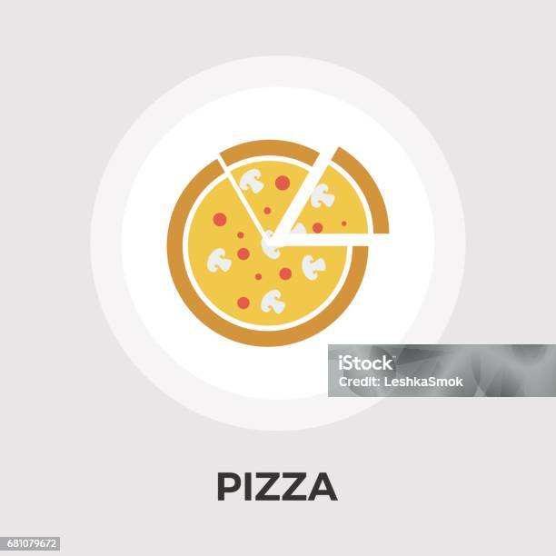 Pizza Icon Vector Stock Illustration - Download Image Now - Black Olive, Cartoon, Cheese