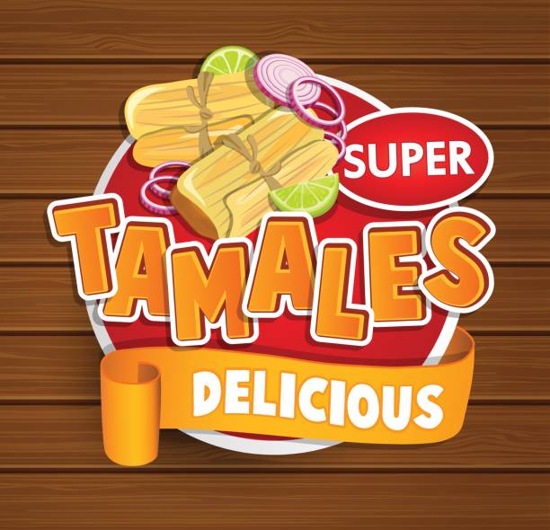 Tamales delicious logo, symbol, sticker. Tamales delicious logo and food label or sticker. Concept of mexican food, traditional product design for shops, markets.Vector illustration. tamales stock illustrations