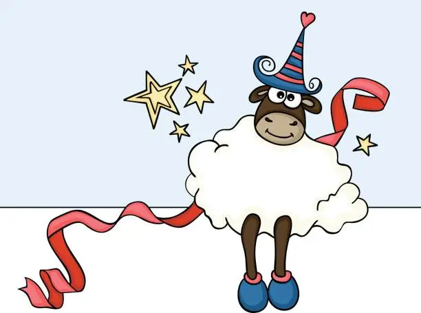 Vector illustration of Cute sheep banner