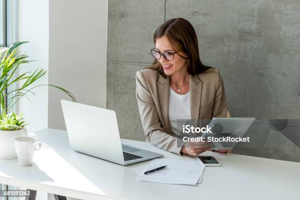 Searching For New Solution Stock Photo - Download Image Now - Businesswoman, Laptop, Women