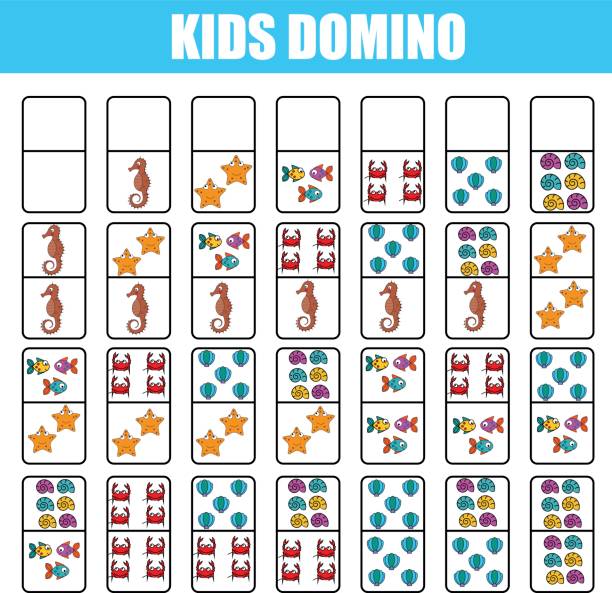 Domino For Kids Children Educational Game Printable Activity Board Game  Stock Illustration - Download Image Now - iStock