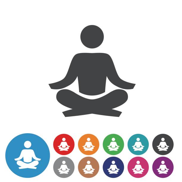 ilustraciones, imágenes clip art, dibujos animados e iconos de stock de set de iconos meditación - serie icono gráfico - meditation