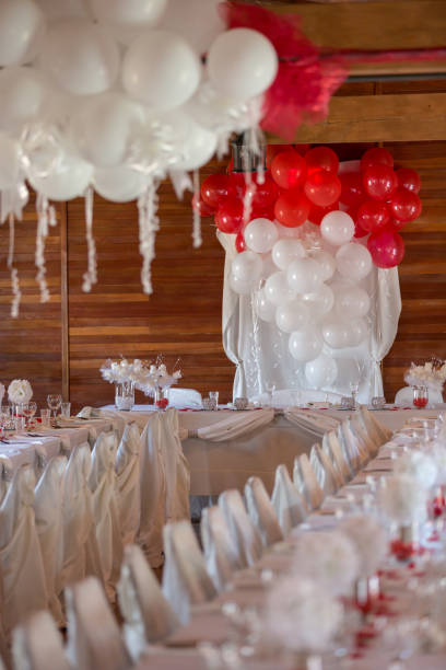 istock Wedding Birthday Reception Decoration, Chairs, Tables and Flowers 681119392