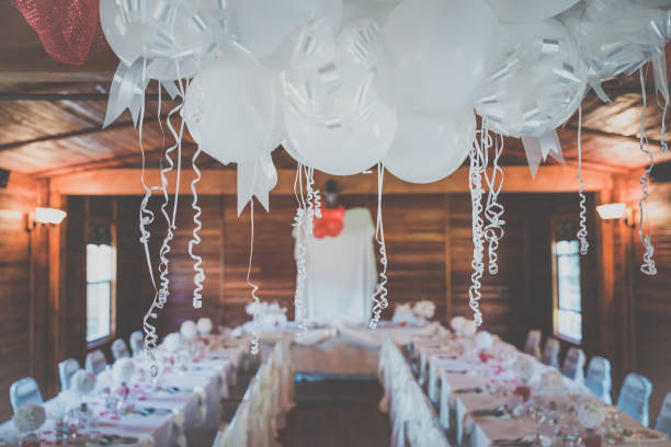istock Wedding Birthday Reception Decoration, Chairs, Tables and Flowers 681119648