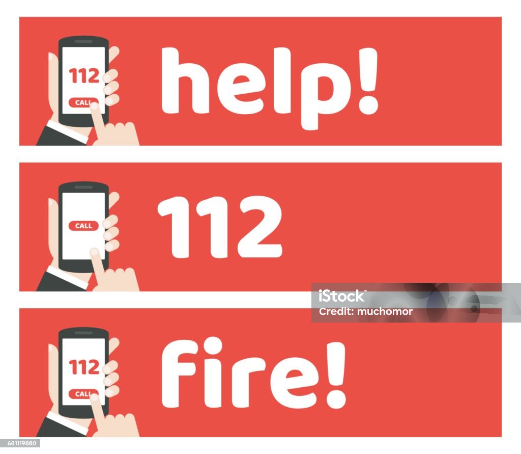 Fire Call Numbers Emergency Call Number 112 Concept Banner Template Stock Illustration ...