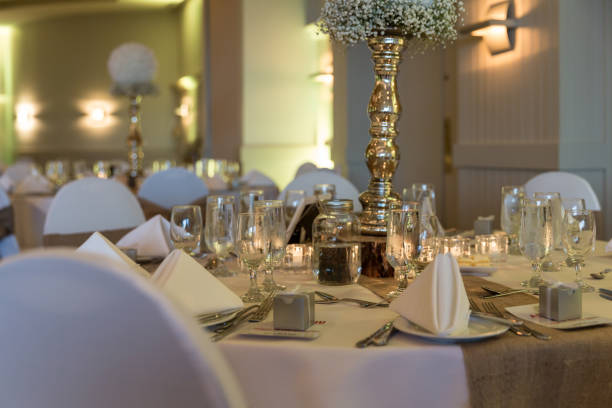 istock Wedding Birthday Reception Decoration, Chairs, Tables and Flowers 681120172