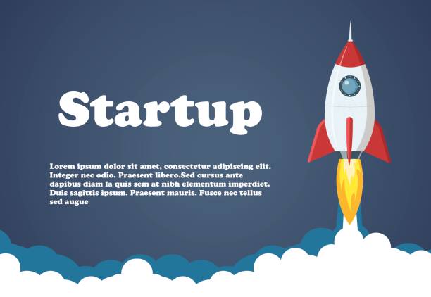 Rocket launch illustration. Business or project startup banner concept. Flat style vector illustration. vector art illustration