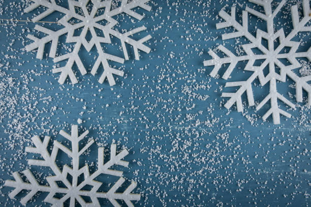 Felt Snowflakes With Snow On Blue Stock Photo - Download Image Now -  Backgrounds, Blue, Christmas - iStock