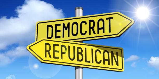 istock Democrat, republican - yellow road-sign 681156418
