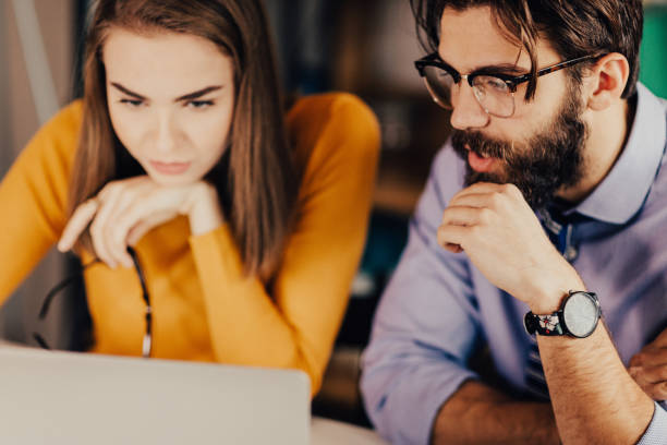 istock Close up of the two business people using laptop 681160910