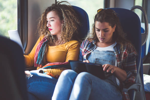 istock Two Girls Sharing Train Seat 681168870