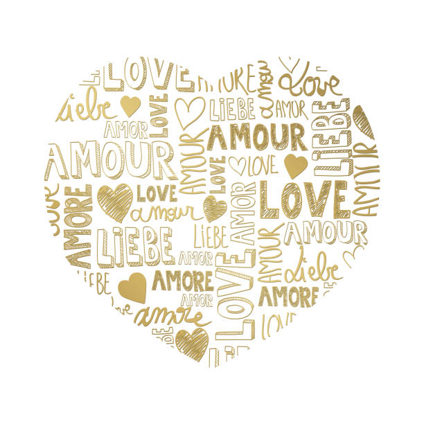 illustrazioni stock, clip art, cartoni animati e icone di tendenza di cuore d'amore - love word