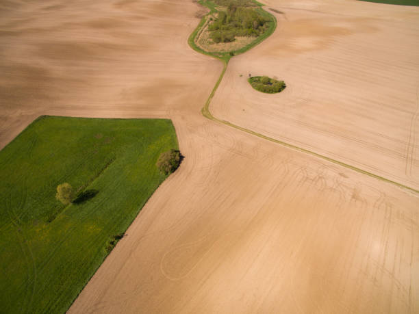 istock Aerial view of colorful agricultural fields in spring  - germany 681170988