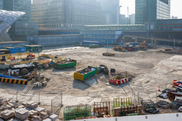 London, UK - March 27, 2017 - Construction site of Crossrail Place in Canary Wharf