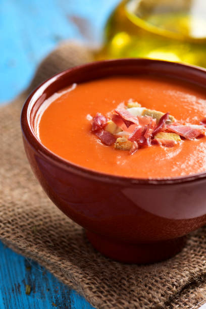 istock spanish slamorejo or porra, a cold tomato soup 681179312
