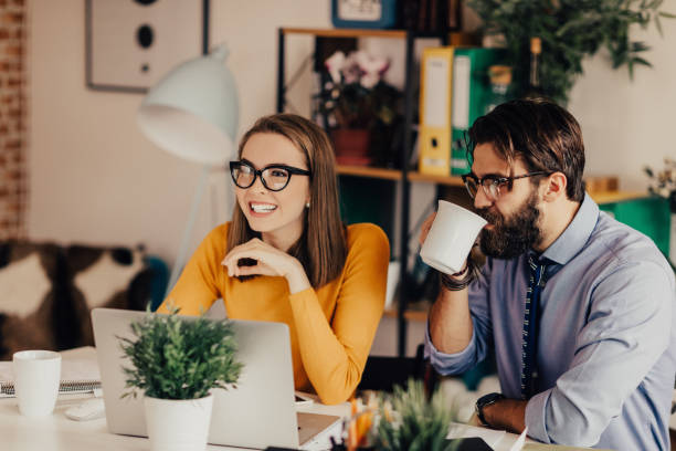 istock Happy atmosphere between the two colleagues 681186086