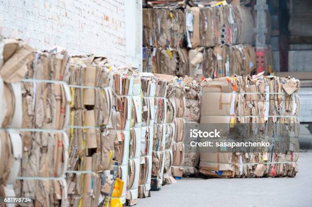 Waste Paper Is Collected And Packed For Recycling Cardboard And Paper Recycling Stock Photo - Download Image Now