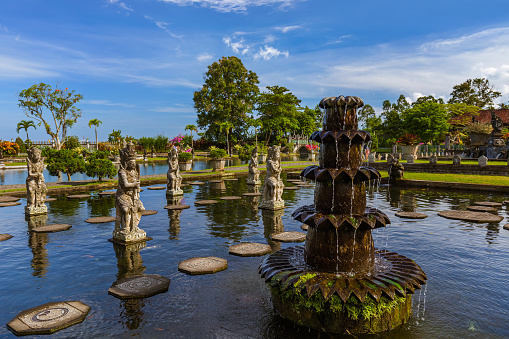 Water Palace Tirta Ganga in Bali Island Indonesia - travel and architecture background