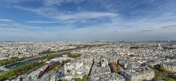 Magnificent Paris city view from Eiffel tower second floor, France