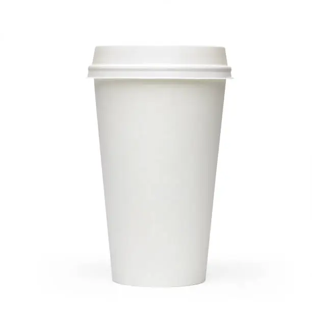 Blank take away coffee cup side view isolated on white background including clipping path