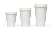 Three sizes blank take away coffee cups
