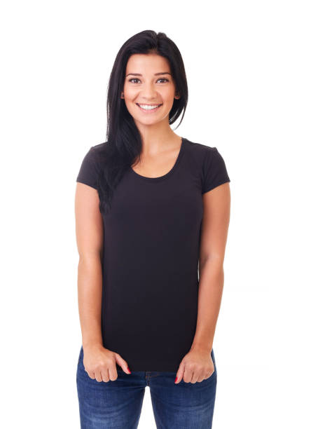 istock Woman in black t-shirt 681257436