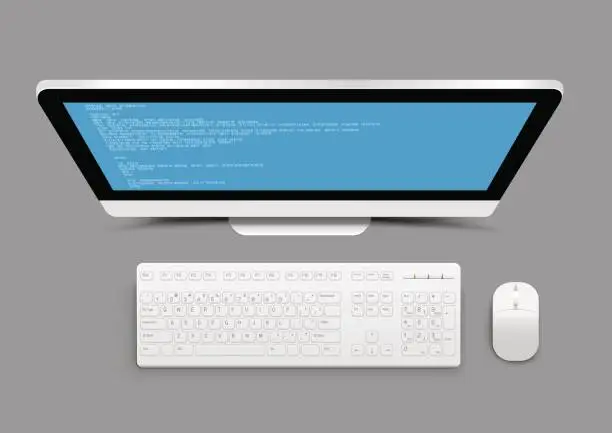 Vector illustration of White computer from above