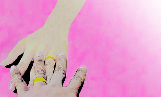 istock Hand with the gold ring touching each other promised for love. 681297624