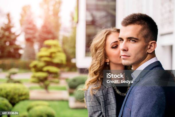 Happy Lovely Young Couple Outdoor Stock Photo - Download Image Now - Adult, Adults Only, Arts Culture and Entertainment