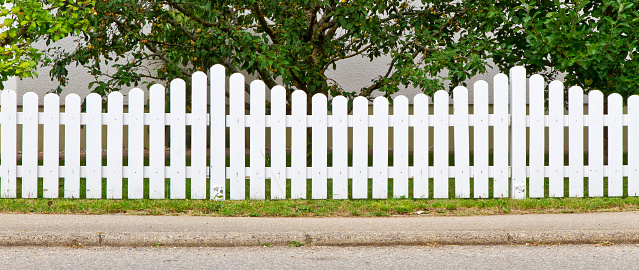 White fence on a garden