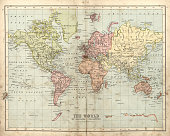 istock Antique map of the world, 1873 681317994
