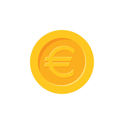 Euro coin. Flat design icon